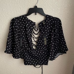 SOLD 2/$16 NWT AFRM Black Polka Dot Top XS